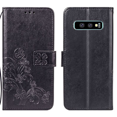 

Samsung Galaxy S10 Lite Lucky Clover Embossed Leather Case - Black