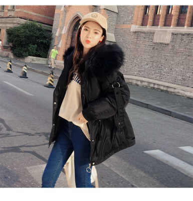 

Winter 2018 down jacket female big wool collar student bread jacket Korean version is thicker cotton clothes down coats