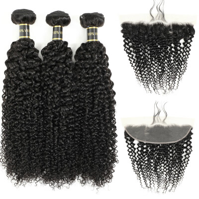 

Amazing Star Bundles with Frontal Brazilian Virgin Hair Curly Hair with Frontal Closure Soft&Bouncy Natural Color