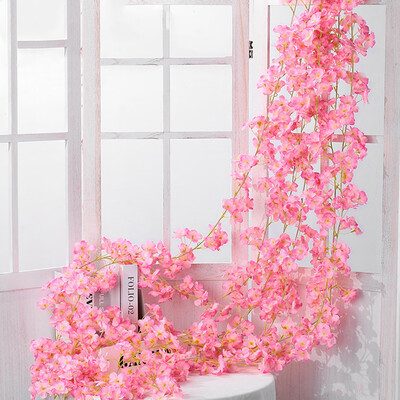 

Willstar Artificial Cherry Blossom Garland Rattan Fake Flower Hanging Wedding Decor Plant