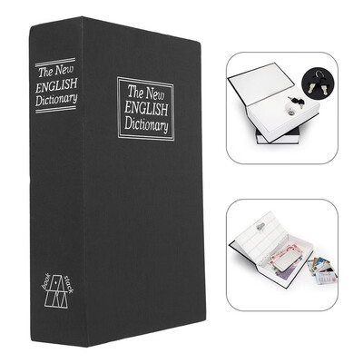 

Creative Black Dictionary Book Case Mini Safe Box Security Cash Money Jewelry Safe Storage Box Key Lock