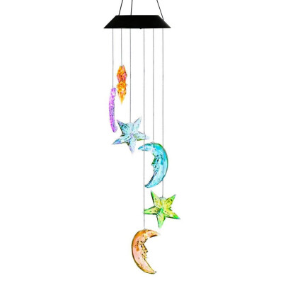 

Solar Wind Chimes Color-Changing Moon Stars Outdoor Waterproof Wind Chime-Home Decor