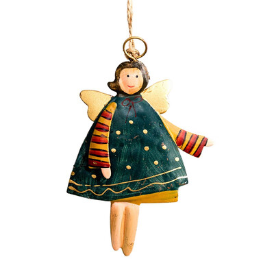 

Xmas Tree Hanging Decorations Crafts Rustic Painted Metal Angel Christmas Pendants Drop Ornaments Christmas Household Decoration