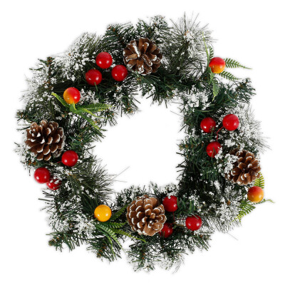 

Willstar Christmas Garland Prelit Wall Festive Decoration Garland Rattan with Lush Branches Bow-knot Pine Cone Red Berries