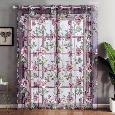 

Floral Tulle Voile Door Windows Curtains Drape Valances 200cmx100cm788"x394