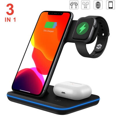 

3 In 1 Wireless Charger Charging Station For Apple Watch Series AirPods IPhone 11 Pro Max  Max  XR X 8 8 Plus USA Stock New