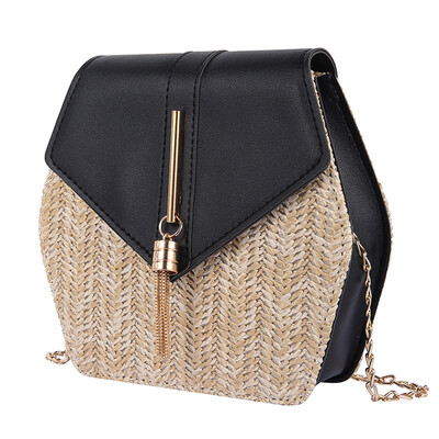 

Summer Women Rattan Bag Shoulder Crossbody Bags Beach Straw Bag Knitting Travel Handbags