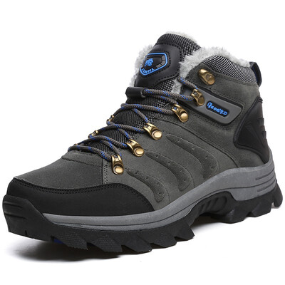 

Super Warm Men Winter Boots Quality Suede Snow Boots Fur Plush Winter Snow Shoes For Men Lace Up Outdoor Boots Shoes