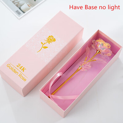 

Valentines Day Creative Gift 24K Foil Gold Rose Lasts Forever Love Wedding Decor Lover Lighting Rose With Pink Packaging