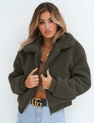 

Women Casual Teddy Bear Coat Ladies Fleece Zip Outwear Jacket Oversized Overcoat