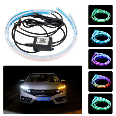 

Willstar 2X 60CM APP RGB Slim Sequential Flexible LED DRL Turn Signal Strip For Headlight