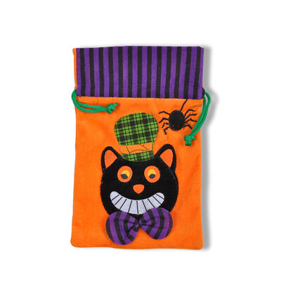 

New&new fine arts Halloween bunch mouth candy bag cute creative funny decoration childrens gift small bag with rope portable sugar bag black cat models 25cm16cm