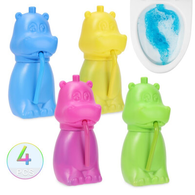 

4pcs Toilet Cleaners Automatic Toilet Bowl Cleaner Cute Shape Hippopotamus Tank Cleaning Bleach And Blue Bubble Flush