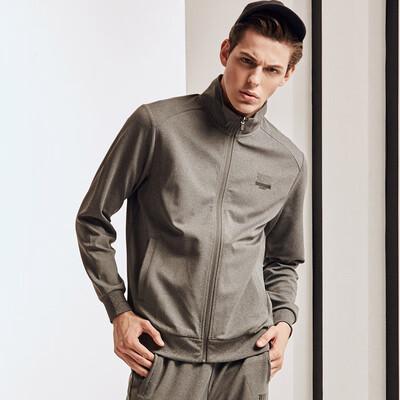 

361 degrees mens 2018 new sports suit winter new open sweater trousers two-piece set 651744902-2 deep flower gray M