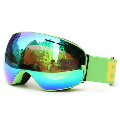 

Adult Skiing Snowboarding Skating Goggles UV Protection Anti-fog Wide Spherical PC Lens Anti-slip Strap Helmet Compatible