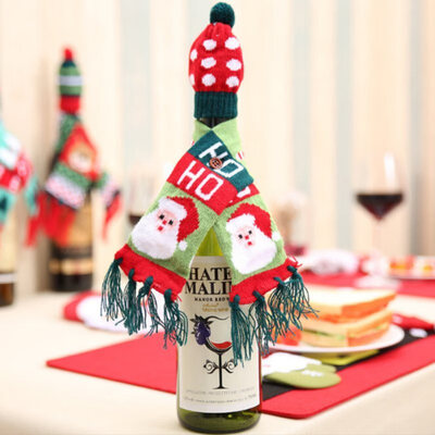

3 Styles Knitting Cover Christmas Decoration Wine Bottle Cover Insulation Christmas Decorations For Home New Year Decoration