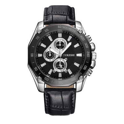 

OUKESHI Luxury Men Business Quartz Waterproof Leather Wristwatches