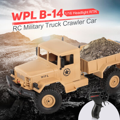 

WPL B-14 116 24GHz 4WD RC Crawler Off-road Military Truck Car with Headlight RTR