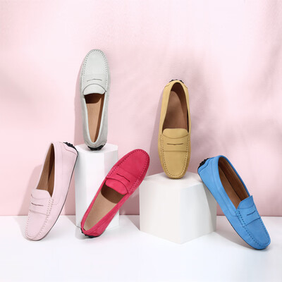 

Beijing Tokyo single shoes female one foot peas shoes female shallow mouth flat bottom wild casual matte leather pink 36