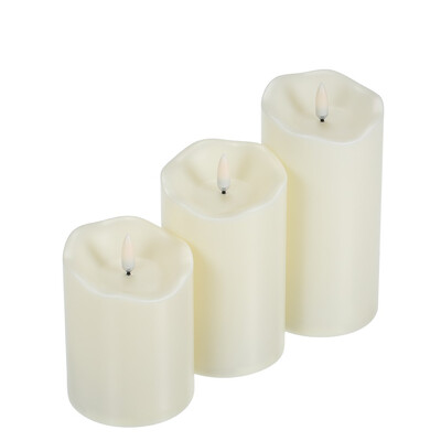 

Flameless Battery Candles 3D Flickering - 500 Hours Fake Black Wick Electric LED Pillar Candles with Remote&Timer H4" 5" 6