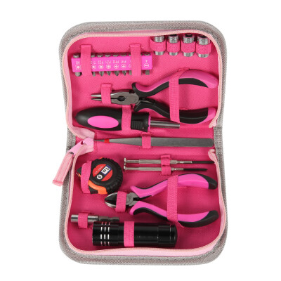 

23 pcsset Ladies Women Home Pliers Precise Hand Tool Kit Pink Household Box Set