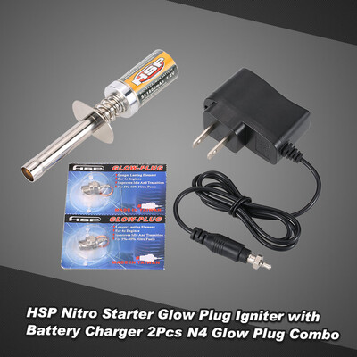 

HSP Nitro Starter Kit Glow Plug Igniter with Battery Charger 2Pcs N4 Glow Plug Combo for HSP RedCat Nitro Powered 18 110 RC Car