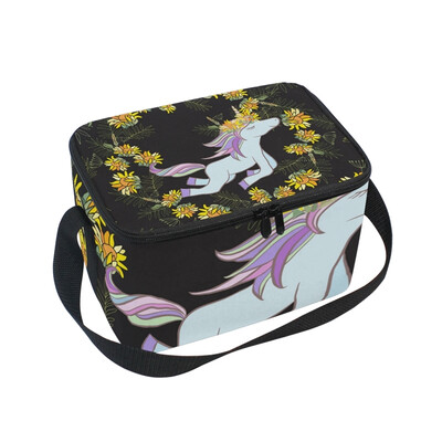 

ALAZA Lunch Box Chrysanthemum Unicorn Insulated Lunch Bag Large Cooler Tote Bagfor Men Women