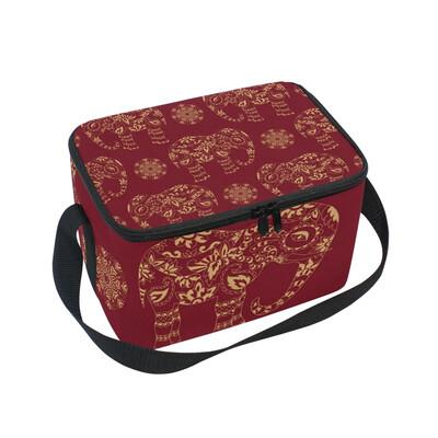 

ALAZA Insulated Lunch Box Retro Elephant Lunch Bag for Men Women Portable Tote Bag Cooler Bag