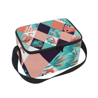 

ALAZA Insulated Lunch Box Swan Leaves Diamond Lunch Bag for Men Women Portable Tote Bag Cooler Bag