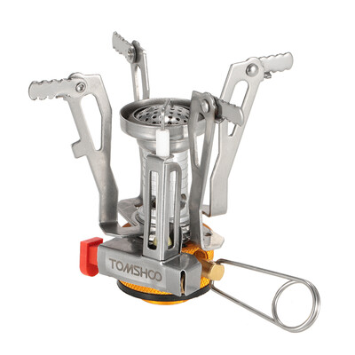 

TOMSHOO Mini Backpacking Canister Stove Burners Camping Outdoor Cooking Foldable Hiking Supply Butane Propane Canister Compatible