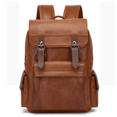 

Men PU Splice Laptop Backpack Contrast Color Business Bags School bag Functional Rucksack Waterproof Leisure Travel Boy schoolbag