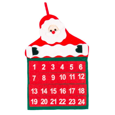 

Christmas 24 Day Hanging Advent Calendar Red And White Santa Claus Design Non-Woven Xmas Countdown Decorations