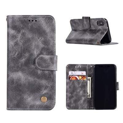 

MOONCASE Apple iPhone  Max Premium Vintage Leather Case - Grey