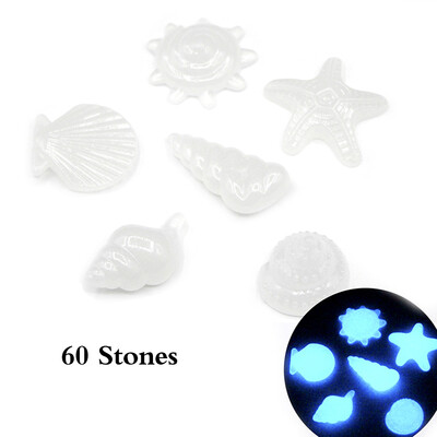 

60pcsBag DIY Home Decor Luminous Sea Conch Shell Starfish Glow in Dark Colorful Pebbles Rocks Stone for Aquarium Fish Tank
