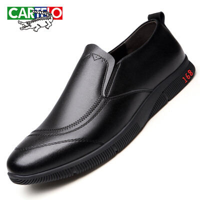 

CARTELO fashion mens shoes business breathable leather one foot peas shoes low to help foot casual shoes 8266 black 44