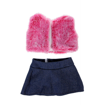 

18 Inches Doll Clothes 2 Pieces Outfit Fits For American Doll Includes Fashionable Three Colors Wool Shawl And Short Skirt Rose R