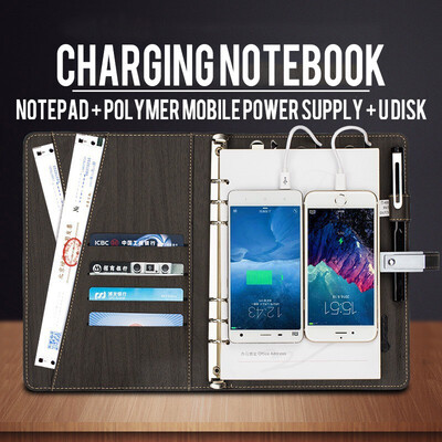 

NeillieN Mobile power notebook rechargeable loose-leaf notebook wireless multi-functional notebook with U-diskPortable battery