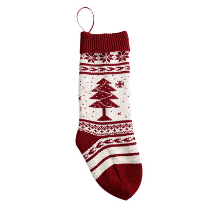 

1pcs Christmas Socks Snow Printed Knitted Hosiery Gift Tree Ornament Stocking Candy Party Socks