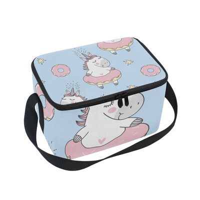 

ALAZA Lunch Box Insulated Lunch Bag Large Cooler Cute Cartoon Unicorn And Donuts Tote Bag