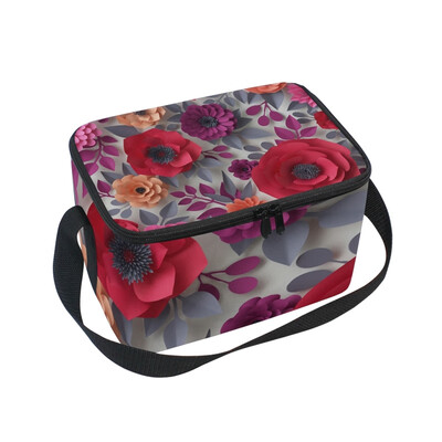 

ALAZA Insulated Lunch Box Flowers Rose Lunch Bag for Men Women Portable Tote Bag Cooler Bag