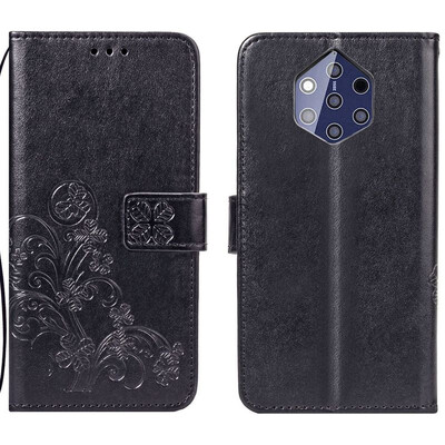 

Nokia 9 PureView Lucky Clover Embossed Leather Case - Black