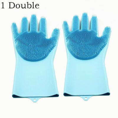 

1 Pair Magic Silicone Gloves Pet Care Grooming Hair Car Insulated Gloves Kitchen Scrubber Rubber Cleaning Gloves Dusting Dish