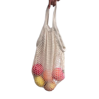 

Hot Sell Portable Tote cotton Reusable Fruit Shopping Net Bag Woven Mesh Bag House Supplies