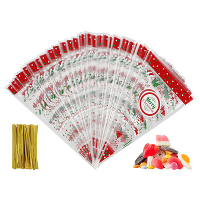 

Willstar 100 PCS Christmas Cello Cone Bag Clear Cello Bag Popcorn Bag with Twist Ties-Merry Christmas