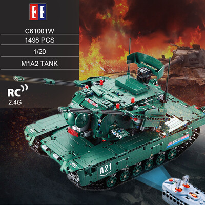 

DOUBLE E C61001W 1498 PCS Building Blocks 120 Transformable M1A2 Tank Vehicle RC Toy