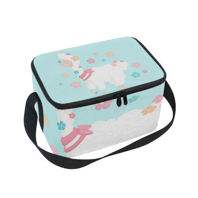 

Lunch Box Insulated Lunch Bag Large Cooler Cute Llama With Floral Tote Bagfor Kids Men Women