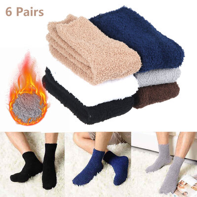 

Willstar 6 Pairs Cosy Bed Socks Mens Fluffy Home Sock Thick Indoor Winter Warm Soft