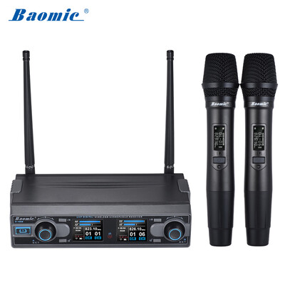 

Baomic D-332 Professional Dual Channel UHF Digital Wireless Handheld Microphone System 2 Microphones & 1 Receiver 635mm Audio Cab