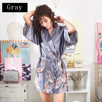 

Women Wedding Bride Bridesmaid Robe Silk Satin Short Robe Feminino Bath Robe Large Size Femme Sexy Bathrobe