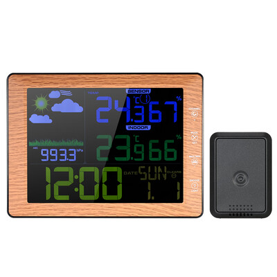 

66 48 inches Colorful LCD Display Sound Control Wireless Weather Station Touch Button Thermometer Hygrometer Barometer Alarm C